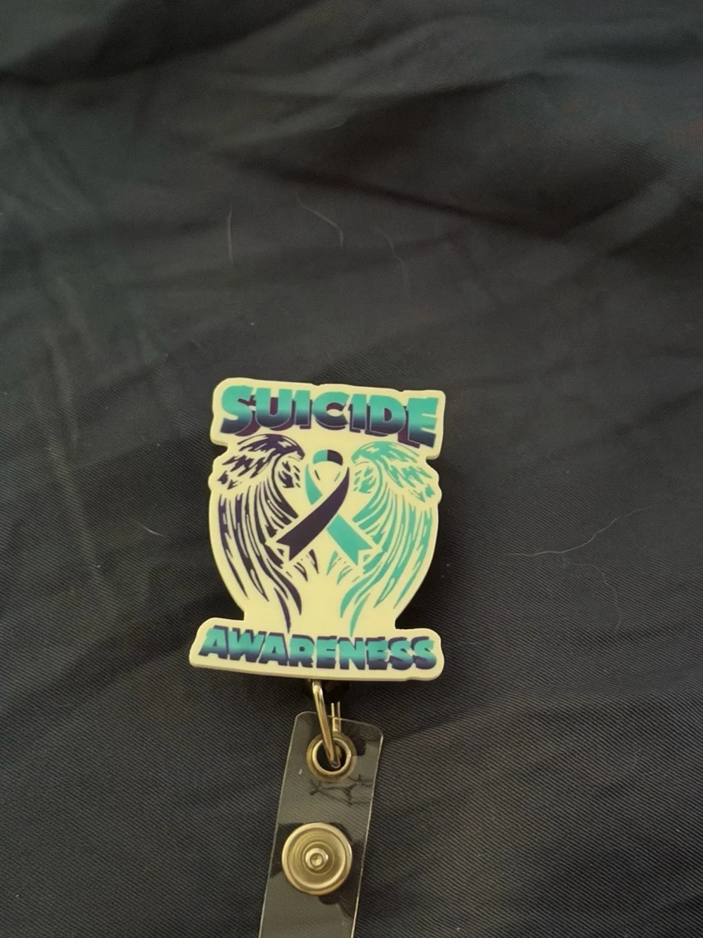 Suicide Awareness Teal & Black Badge Reel